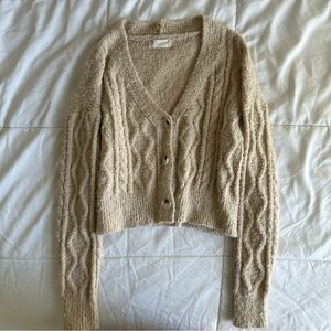 Altar’d State Cozy Beige Cable Knit Cardigan